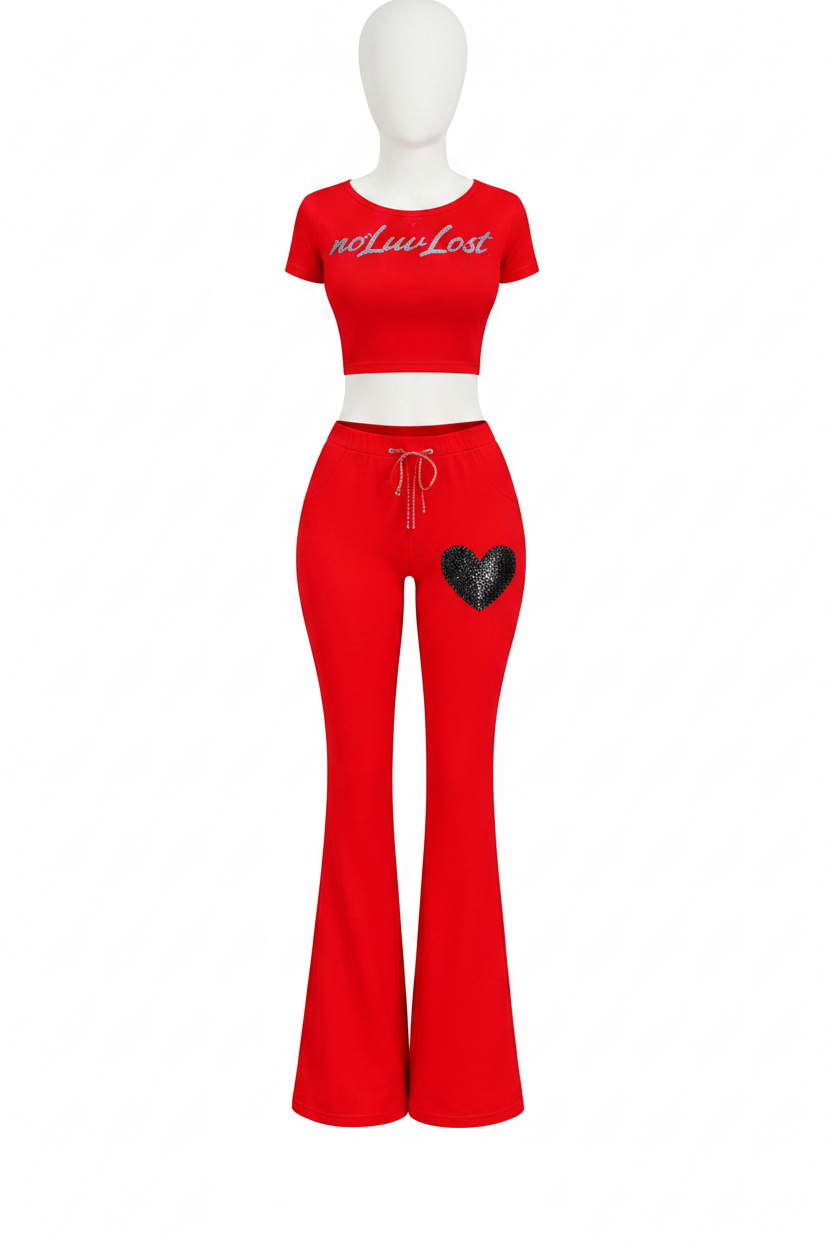 No Luv 2 Piece Set - Red